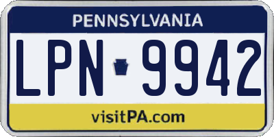 PA license plate LPN9942