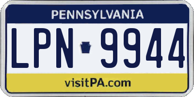 PA license plate LPN9944