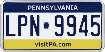 PA license plate LPN9945