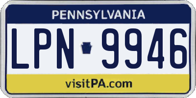 PA license plate LPN9946