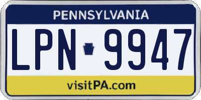 PA license plate LPN9947