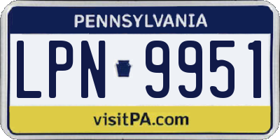 PA license plate LPN9951