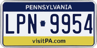 PA license plate LPN9954