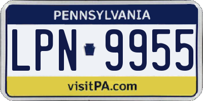 PA license plate LPN9955