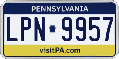 PA license plate LPN9957