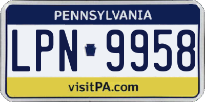 PA license plate LPN9958