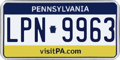 PA license plate LPN9963