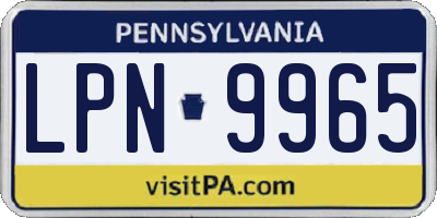 PA license plate LPN9965