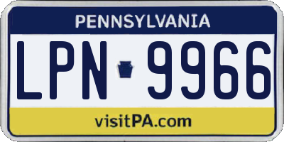 PA license plate LPN9966