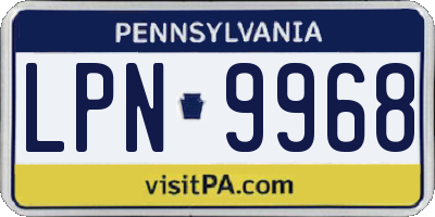 PA license plate LPN9968