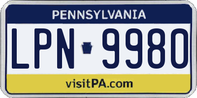 PA license plate LPN9980