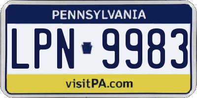 PA license plate LPN9983