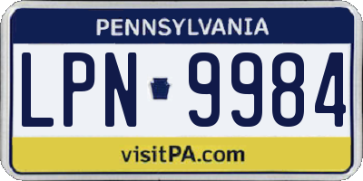 PA license plate LPN9984