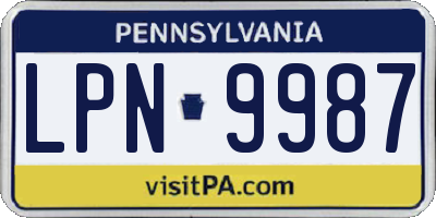 PA license plate LPN9987