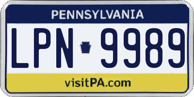 PA license plate LPN9989