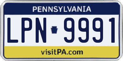 PA license plate LPN9991