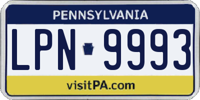 PA license plate LPN9993