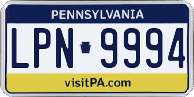 PA license plate LPN9994