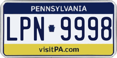 PA license plate LPN9998