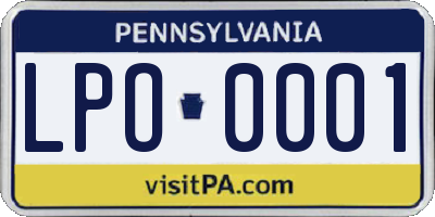 PA license plate LPO0001