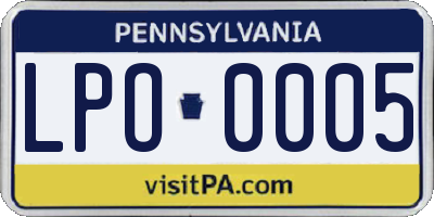 PA license plate LPO0005