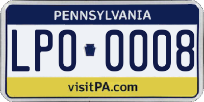 PA license plate LPO0008