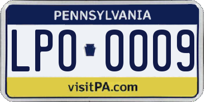PA license plate LPO0009