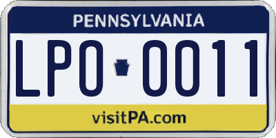 PA license plate LPO0011