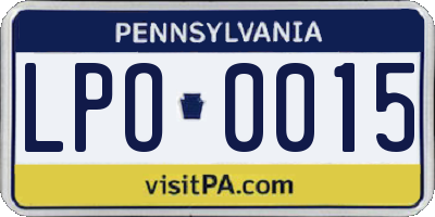 PA license plate LPO0015