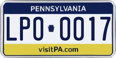 PA license plate LPO0017