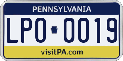 PA license plate LPO0019