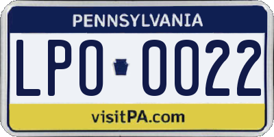 PA license plate LPO0022