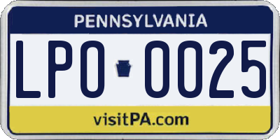 PA license plate LPO0025