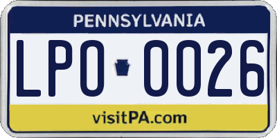 PA license plate LPO0026