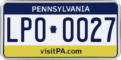 PA license plate LPO0027