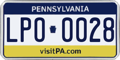 PA license plate LPO0028