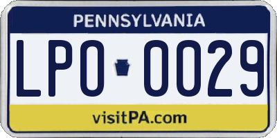 PA license plate LPO0029