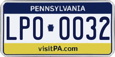 PA license plate LPO0032