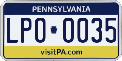 PA license plate LPO0035