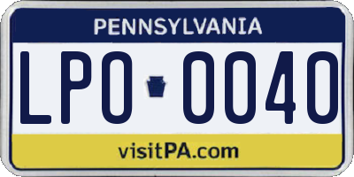 PA license plate LPO0040