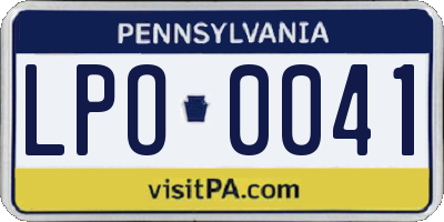PA license plate LPO0041