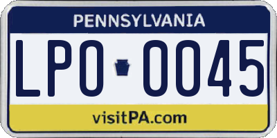 PA license plate LPO0045