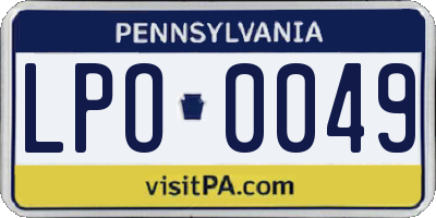 PA license plate LPO0049