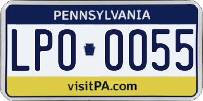 PA license plate LPO0055