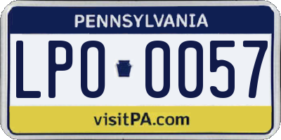 PA license plate LPO0057