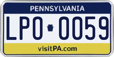 PA license plate LPO0059