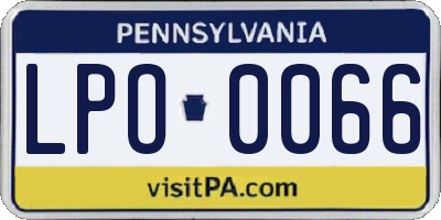 PA license plate LPO0066
