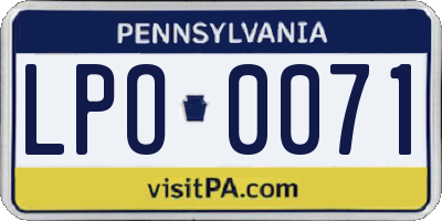 PA license plate LPO0071