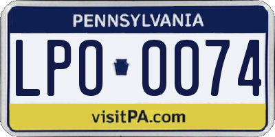 PA license plate LPO0074