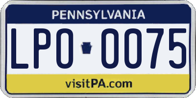 PA license plate LPO0075